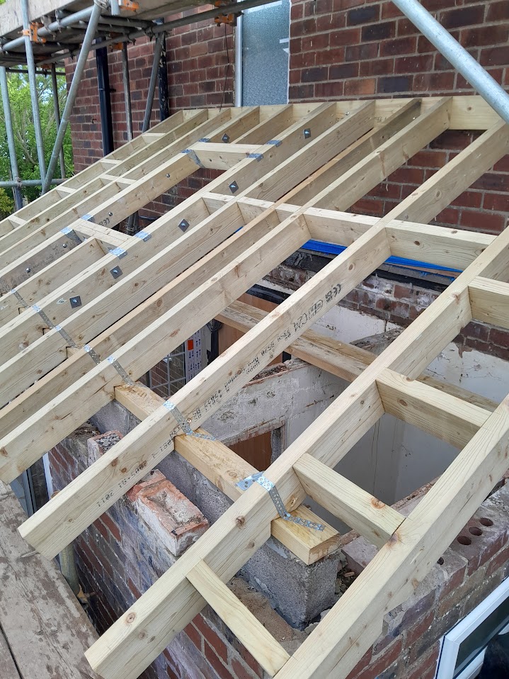 New timber roof structure with joists and rafters by MyDeskin Carpentry, Keynsham